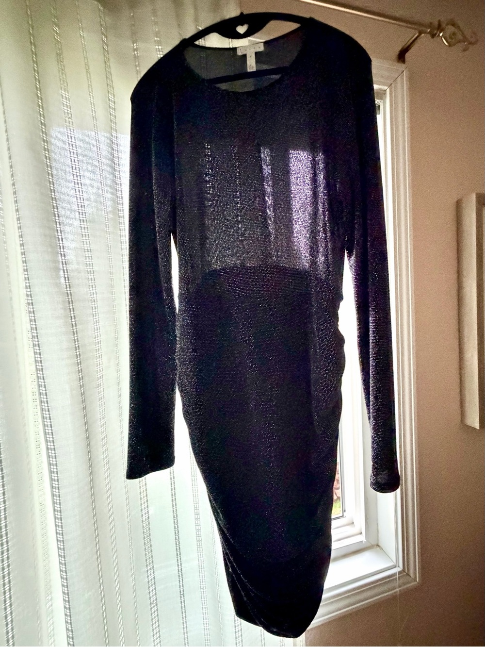 Leith Black Long Sleeve Iridescent Shimmer Bodycon Dress